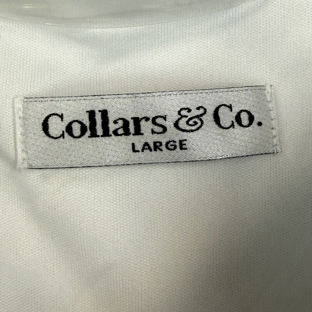 Collars & Co Mens Size Large Dress Collar Polo White Short Sleeve Performance - Picture 3 of 7